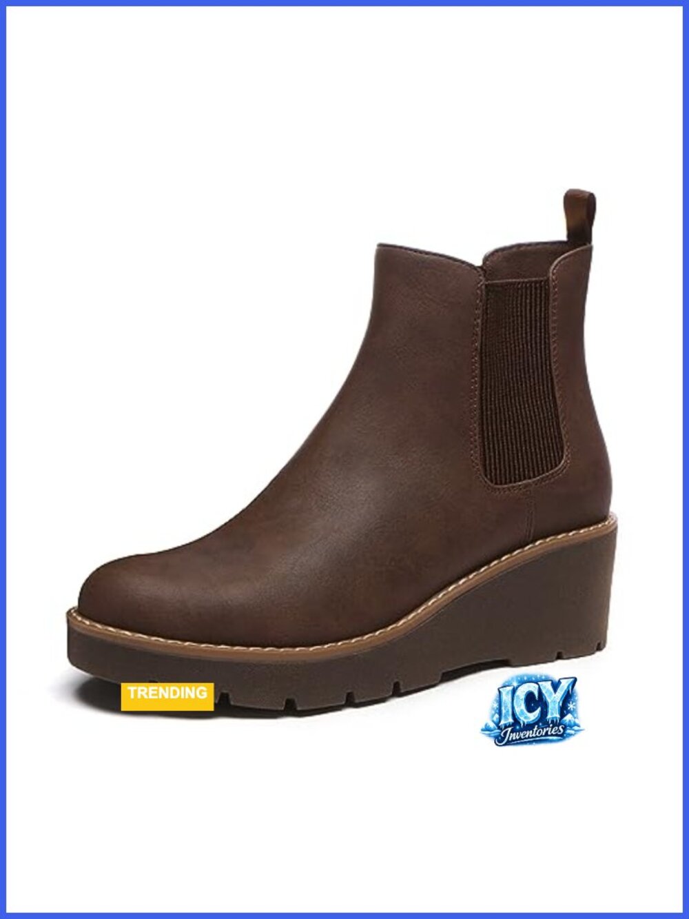 Chelsea Wedge Boots with Platform Lug Sole Slip On Ankle Booties